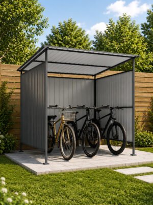 Ginkartu 6x6FT Metal Pergola with Hardtop | Lean-To Grill Gazebo & Bike Shed